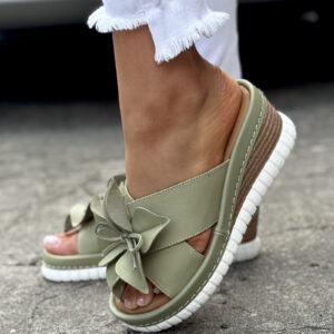 Stylowe klapki BIANCA GREEN MINT skóra naturalna