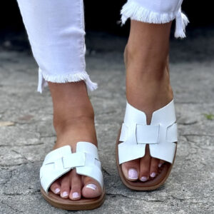 Stylowe klapki ORMES WHITE skóra naturalna