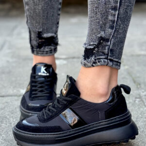 Lekkie sneakersy KAZADII NEVA BLACK skóra naturalna