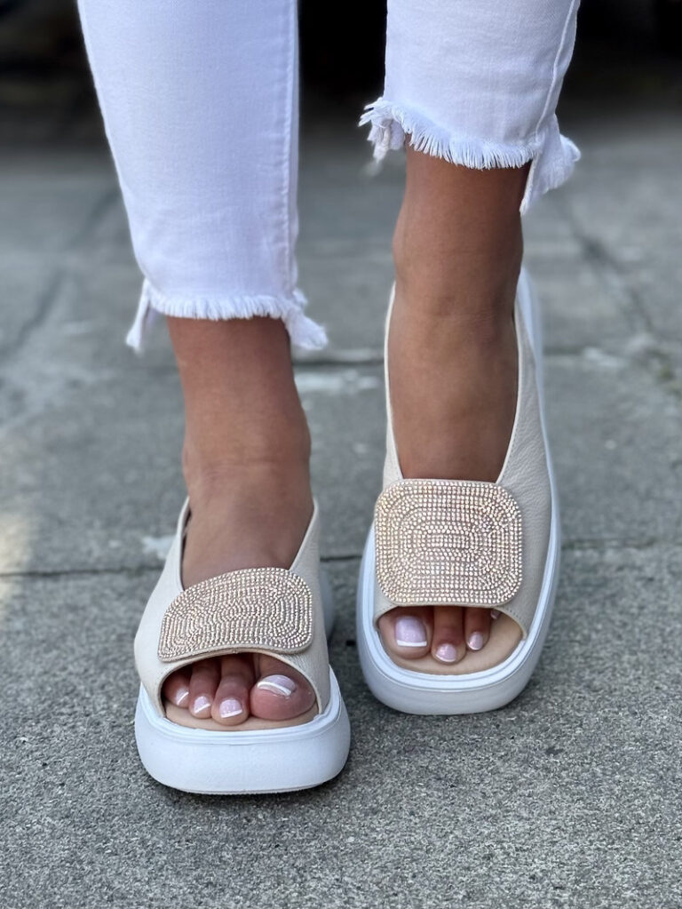 Sandały na lekkie podeszwie ASTERIO BEIGE skóra naturalna polska produkcja - obrazek 3