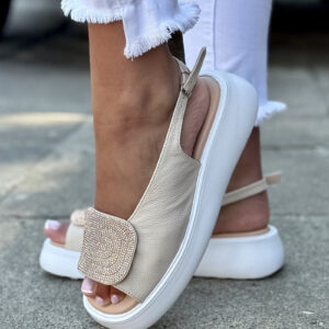 Sandały na lekkie podeszwie ASTERIO BEIGE skóra naturalna polska produkcja