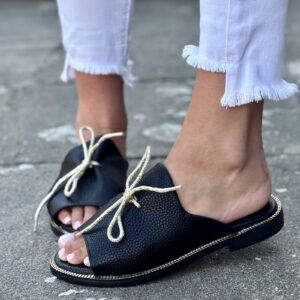 Wygodne klapki KAZADII LETICIA FLAT BLACK polska produkcja
