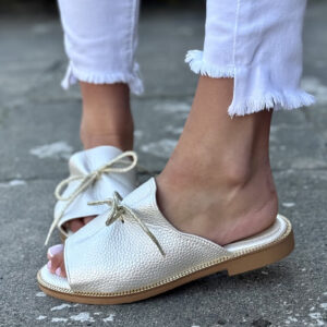 Wygodne klapki KAZADII LETICIA FLAT PEARL polska produkcja