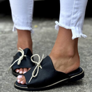 Wygodne klapki KAZADII LETICIA FLAT BLACK polska produkcja