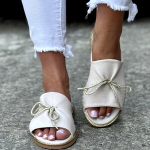 Wygodne klapki KAZADII LETICIA FLAT BEIGE polska produkcja