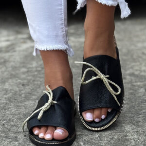 Wygodne klapki KAZADII LETICIA FLAT BLACK polska produkcja