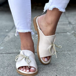 Wygodne klapki KAZADII LETICIA FLAT BEIGE polska produkcja