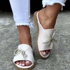 Wygodne klapki KAZADII LETICIA FLAT BEIGE polska produkcja