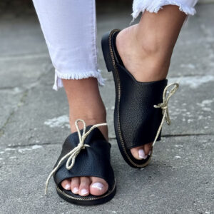 Wygodne klapki KAZADII LETICIA FLAT BLACK polska produkcja
