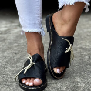 Wygodne klapki KAZADII LETICIA FLAT BLACK polska produkcja