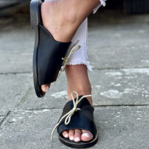 Wygodne klapki KAZADII LETICIA FLAT BLACK polska produkcja