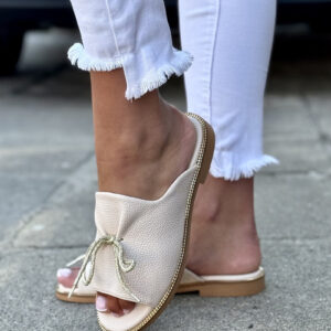 Wygodne klapki KAZADII LETICIA FLAT BEIGE polska produkcja