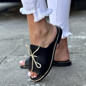 Wygodne klapki KAZADII LETICIA FLAT BLACK polska produkcja