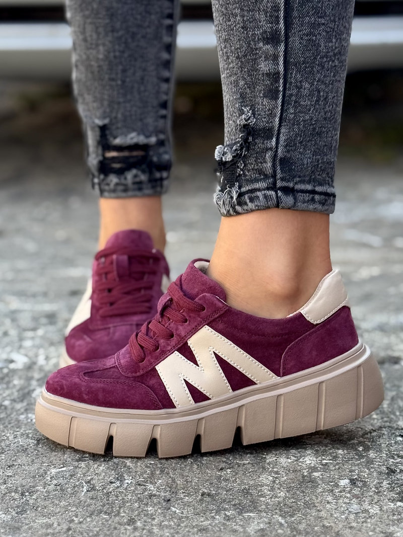 Lekkie trampki MARITA BURGUNDY skóra naturalna