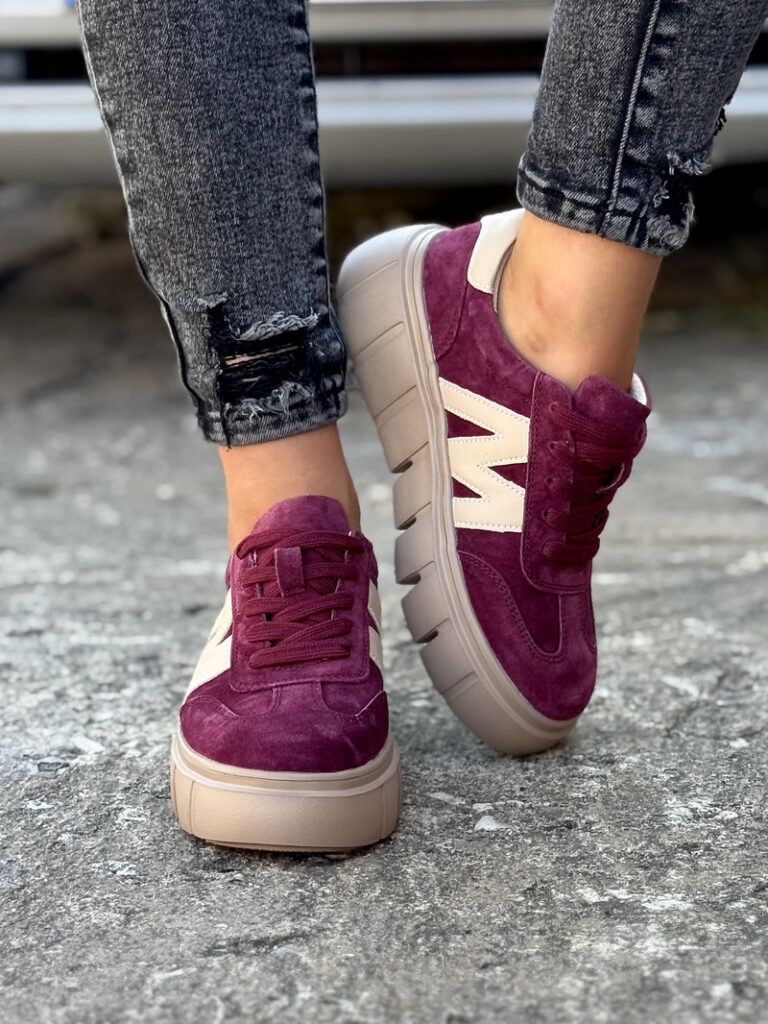 Lekkie trampki MARITA BURGUNDY skóra naturalna - obrazek 3