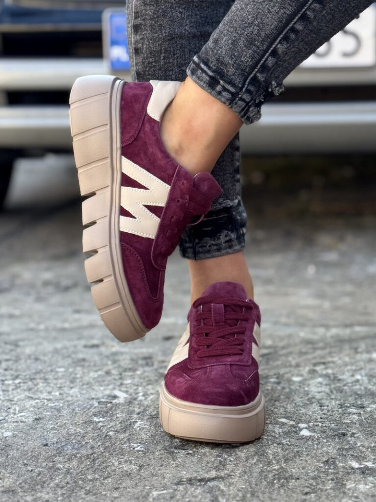 Lekkie trampki MARITA BURGUNDY skóra naturalna - obrazek 6
