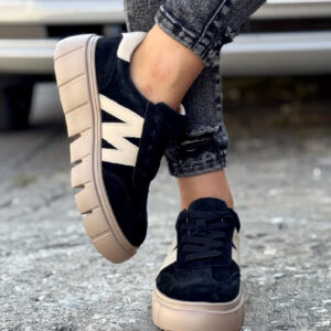 Lekkie trampki MARITA BLACK BEIGE skóra naturalna