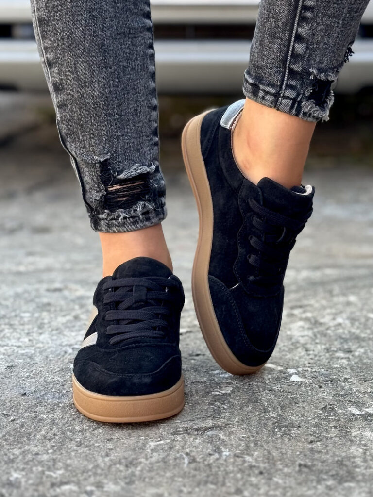 Lekkie trampki MESENA BLACK skóra naturalna - obrazek 4