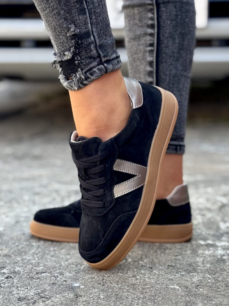 Lekkie trampki MESENA BLACK skóra naturalna - obrazek 5