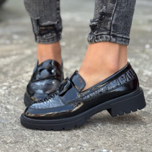 Skórzane mokasyny BLACK ZEBRA SILVER