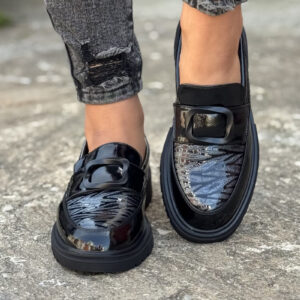 Skórzane mokasyny BLACK ZEBRA SILVER
