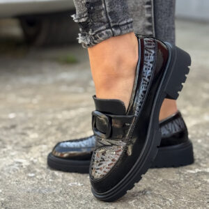 Skórzane mokasyny BLACK ZEBRA SILVER
