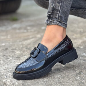 Skórzane mokasyny BLACK ZEBRA SILVER