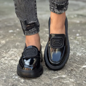 Skórzane mokasyny ESOTIC BLACK GLOSS