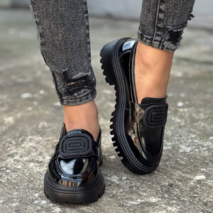 Skórzane mokasyny ESOTIC BLACK GLOSS