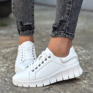 Skórzane trampki GENEVA WHITE skóra naturalna