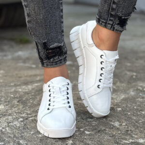 Skórzane trampki GENEVA WHITE skóra naturalna