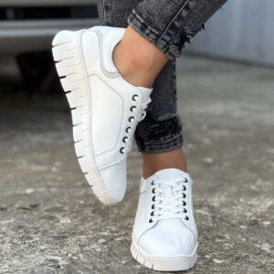 Skórzane trampki GENEVA WHITE skóra naturalna