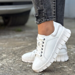 Skórzane trampki GENEVA WHITE skóra naturalna