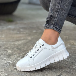 Skórzane trampki GENEVA WHITE skóra naturalna