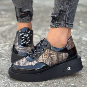 Sneakersy NERELLA BLACK GOLD skóra naturalna