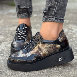 Sneakersy NERELLA BLACK GALAXY skóra naturalna
