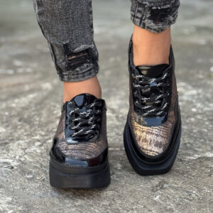 Sneakersy NERELLA BLACK GOLD skóra naturalna