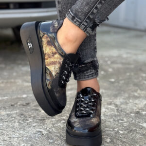 Sneakersy NERELLA BLACK GALAXY skóra naturalna