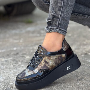 Sneakersy NERELLA BLACK GALAXY skóra naturalna