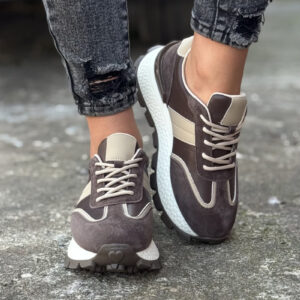 Sneakersy TAMARI CZEKOLADA BEŻ skóra naturalna