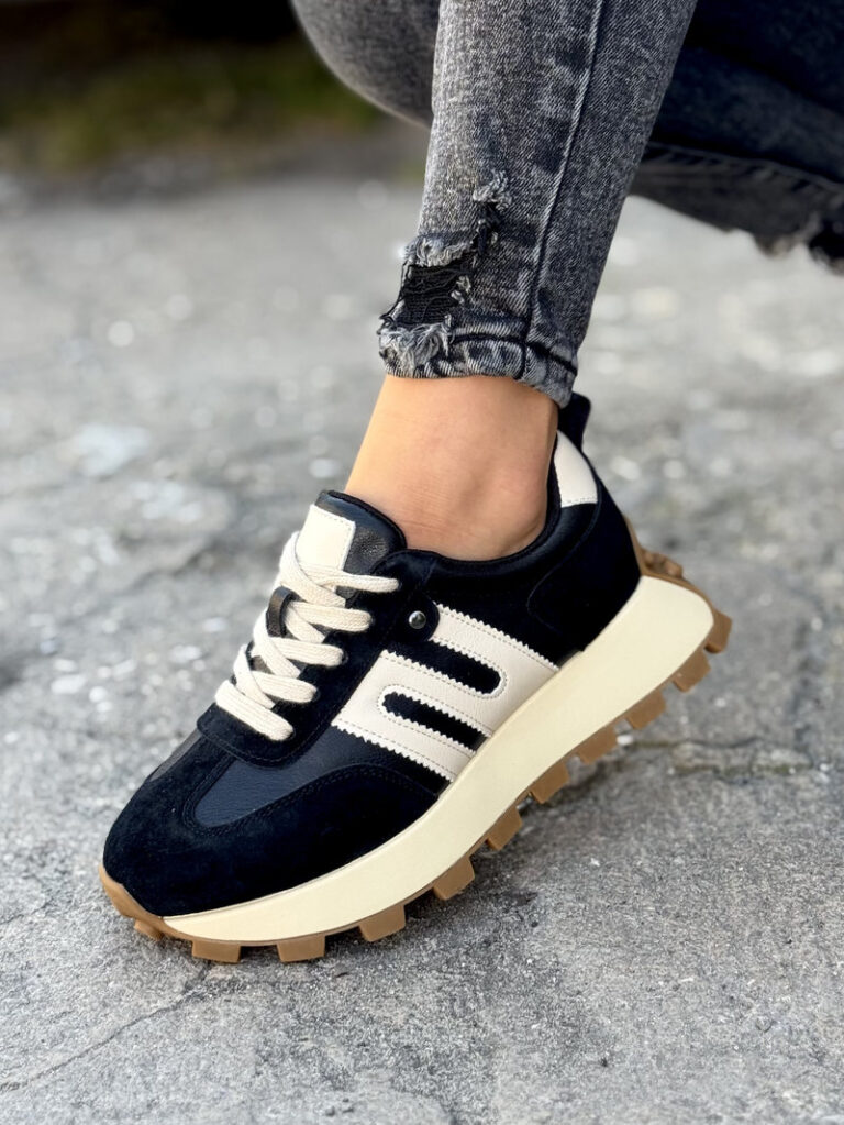 Sportowe buty GENESIS BLACK/BEIGE skóra naturalna - obrazek 5