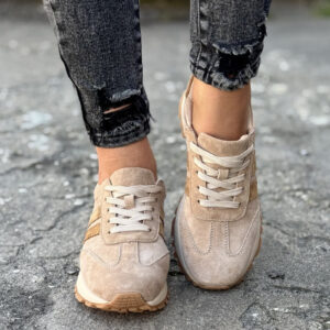 Sportowe buty LURDES BEIGE/CAMEL skóra naturalna