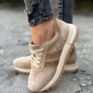 Sportowe buty LURDES BEIGE/CAMEL skóra naturalna