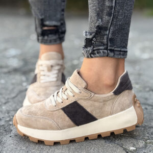 Sportowe buty RAMIRA BEIGE COFFE skóra naturalna