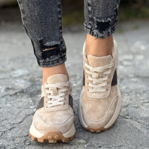 Sportowe buty RAMIRA BEIGE COFFE skóra naturalna