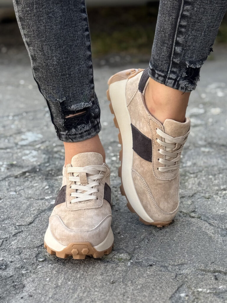Sportowe buty RAMIRA BEIGE COFFE skóra naturalna - obrazek 6