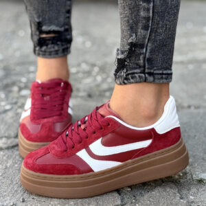 Trampki na wyższej podeszwie REMEDIOS RED  skóra naturalna