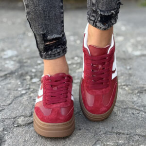 Trampki na wyższej podeszwie REMEDIOS RED  skóra naturalna