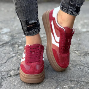 Trampki na wyższej podeszwie REMEDIOS RED  skóra naturalna