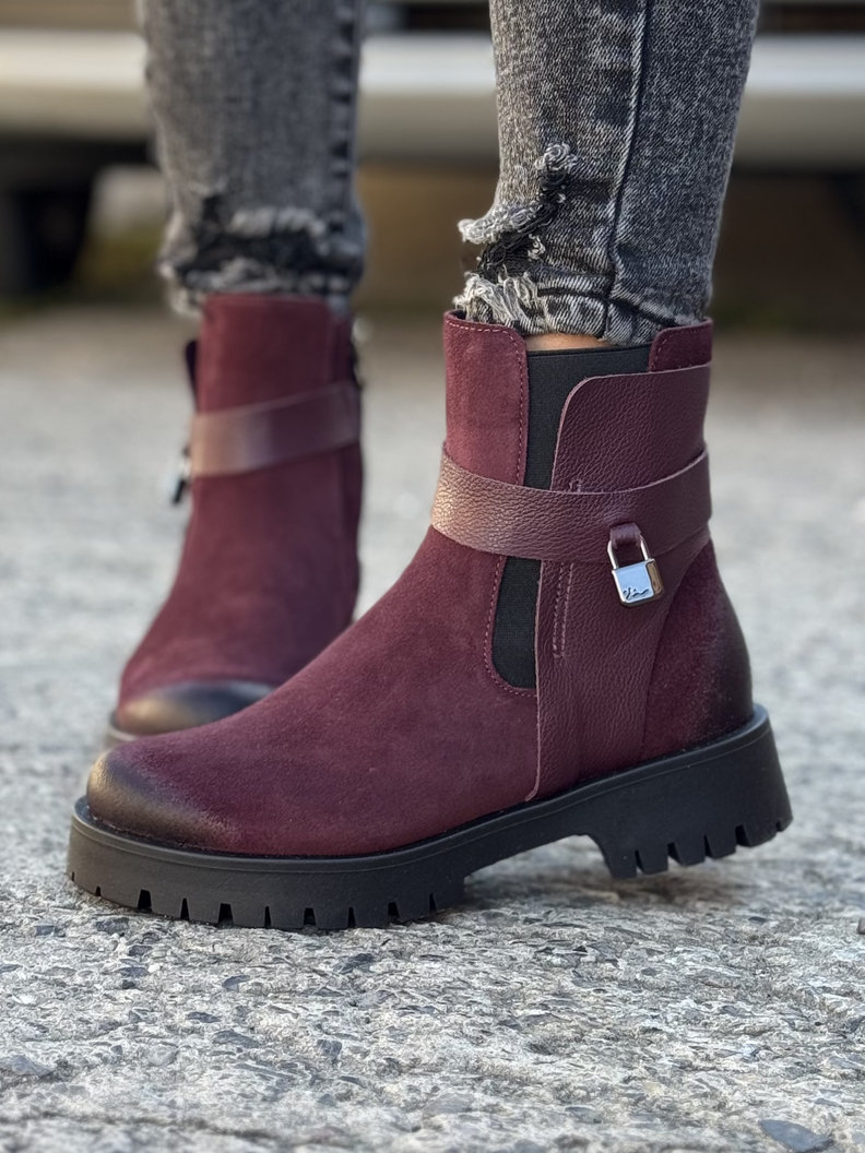 Ocieplane botki KAZADII CLEA BORDO skóra naturalna - obrazek 5